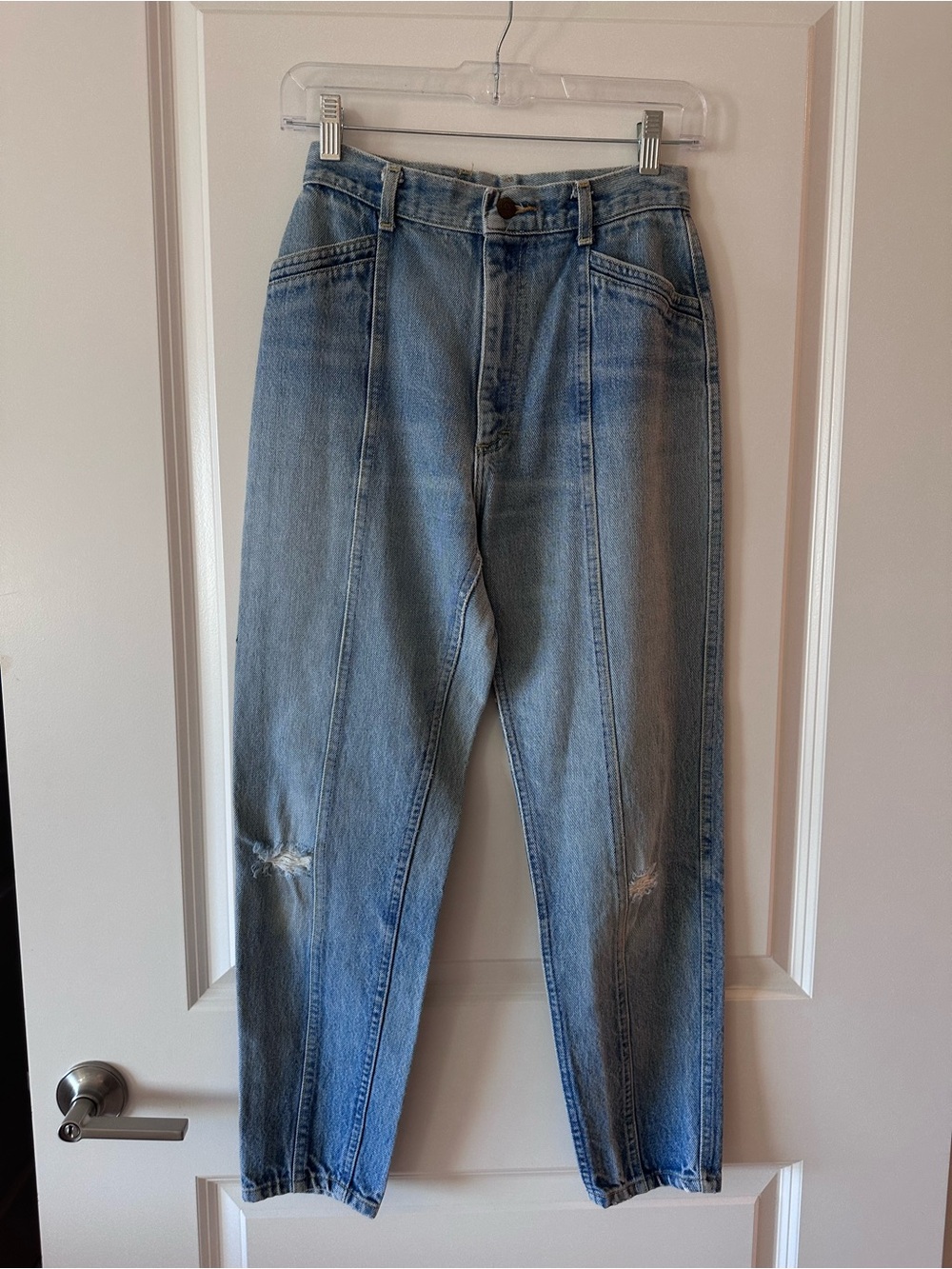Vintage LEE Mom Jeans with High-Rise Waist and Barrel-Leg Juniors Girls Size 7